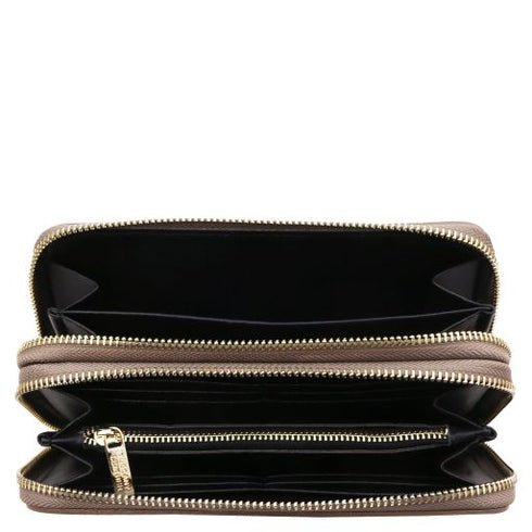 Gaia - Double zip around leather wallet